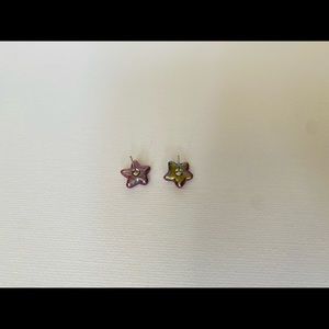 Real freshwater purple star earring studs